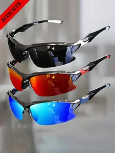 Unisex Sporty Semi-frame Wrap Around Sunglasses, Outdoor Cycling Driving Sunglasses, Fashion Accessories for Men & Women, Polarized Cycling Glasses