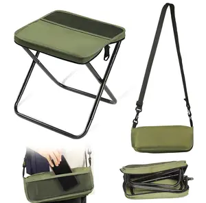 Portable Outdoor Folding Chair with Shoulder Strap Ultra Light 1.2 lbs Max Load 500lbs Two Side Pockets Velcro Storage for Queuing Fishing Hiking BBQ Parties Elderly Camping Equipment Supplies