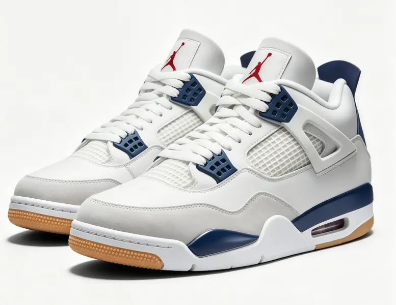 Nike Air Jordan 4 Retro SB White Navy Gum Mid Top Basketball Sneakers Breathable Mesh Leather Cushioned Sports Trainers For Men Women