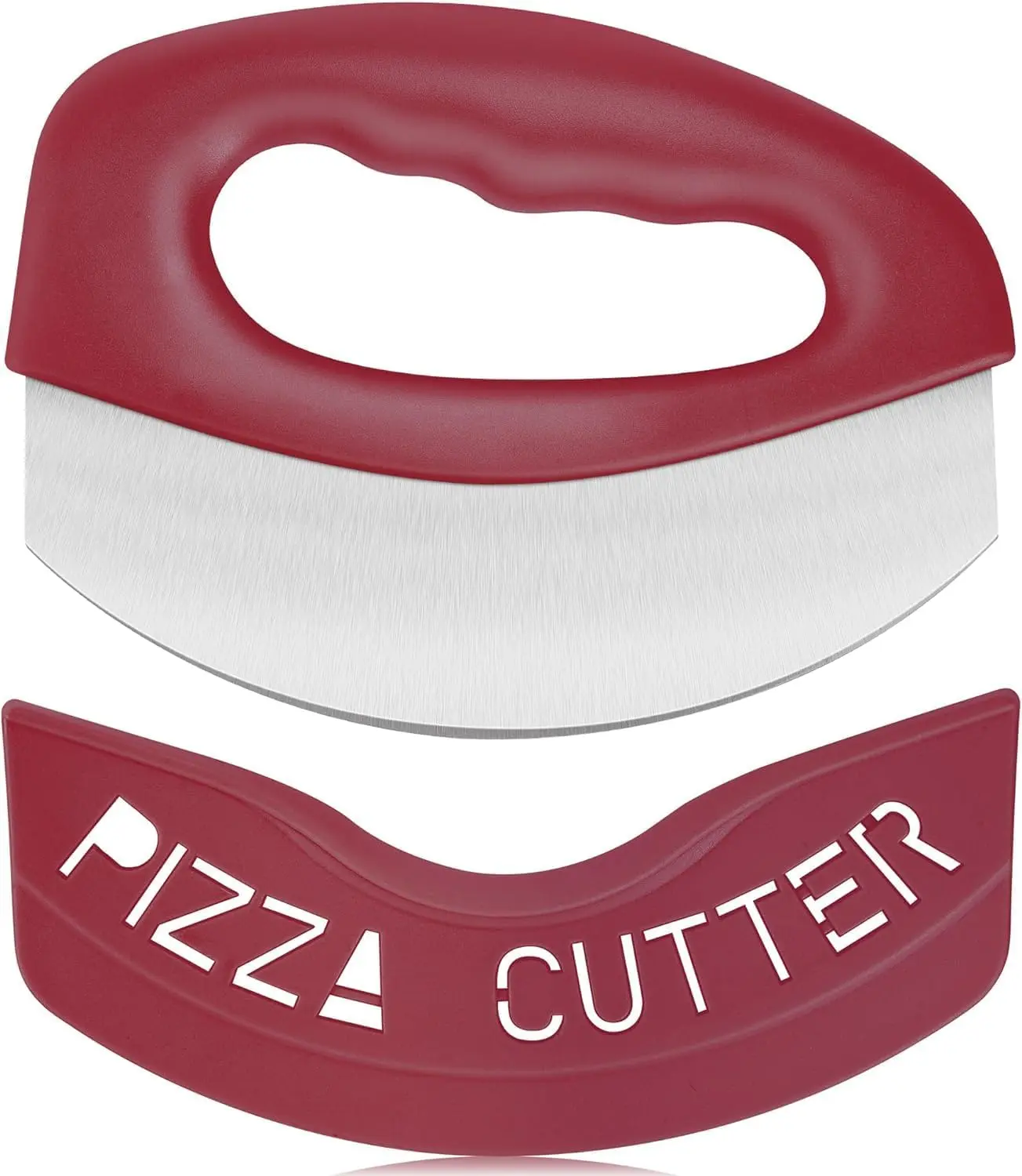 Heavy Duty Stainless Steel Pizza Cutter with Cover, Red Kitchen Utensil for Pizza Prep, Dish-Safe Rocker Tool