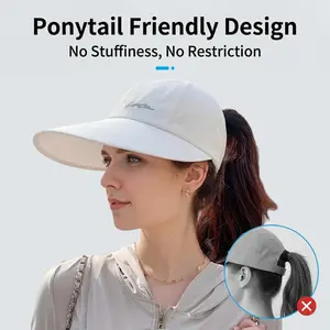 Women's wide-brimmed outdoor sun hat, baseball cap, summer open-top style, suitable for wearing with a ponytail