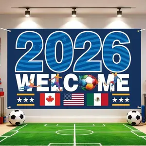 ⚽ 2026 New Football Theme Welcome Backdrop, Football Party Banner, Fan Event Wall Decoration, Sports Festival Decorations
