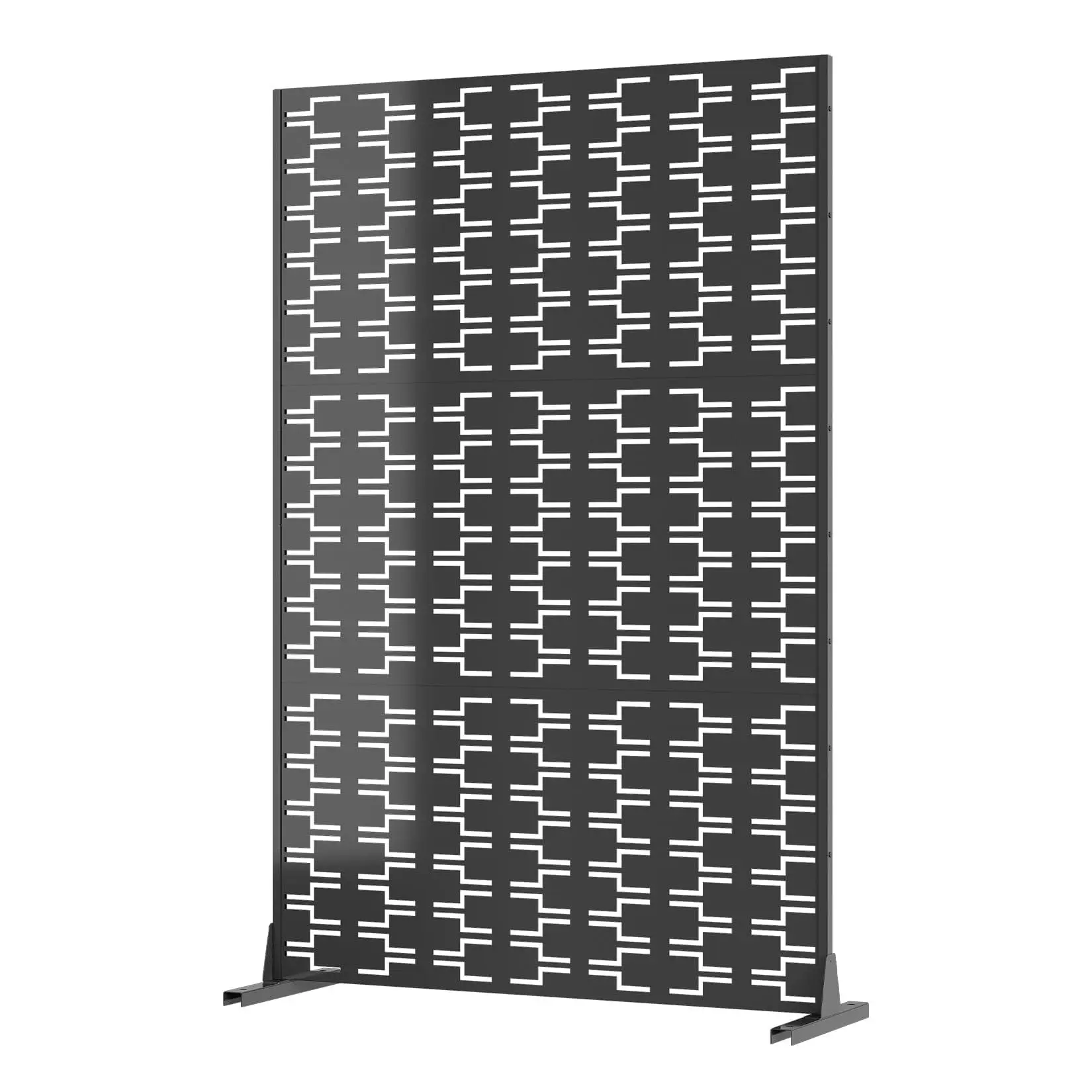GARVEE 74x47.2" Rectangular Metal Privacy Screen with Metal Frame & Stand - Decorative Room Divider, Freestanding Patio Partition for Deck, Garden - Indoor & Outdoor Use (F), Chevron Cutout