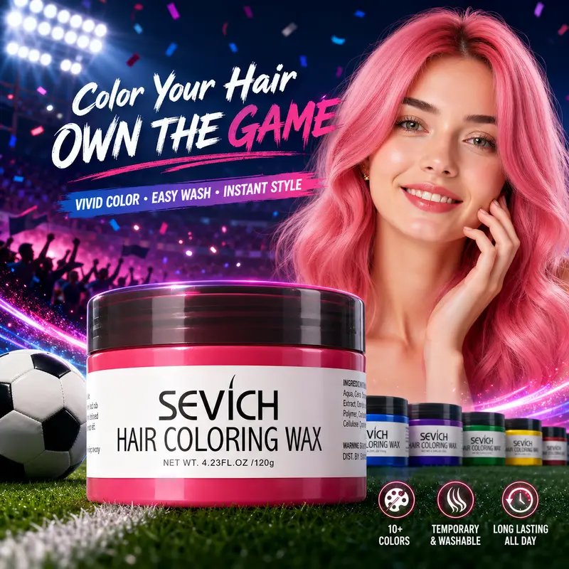 Sevich 120g Temporary Waterproof Hair Color Cream - Matte Non-Sticky Shaping Clay Wax, Quick-Change Pigment, Gentle No-Bleach, Easy 3-Minute Styling, Long-Lasting Semi-Permanent Dye, Clean Removal, Lightweight Washable At-Home Use
