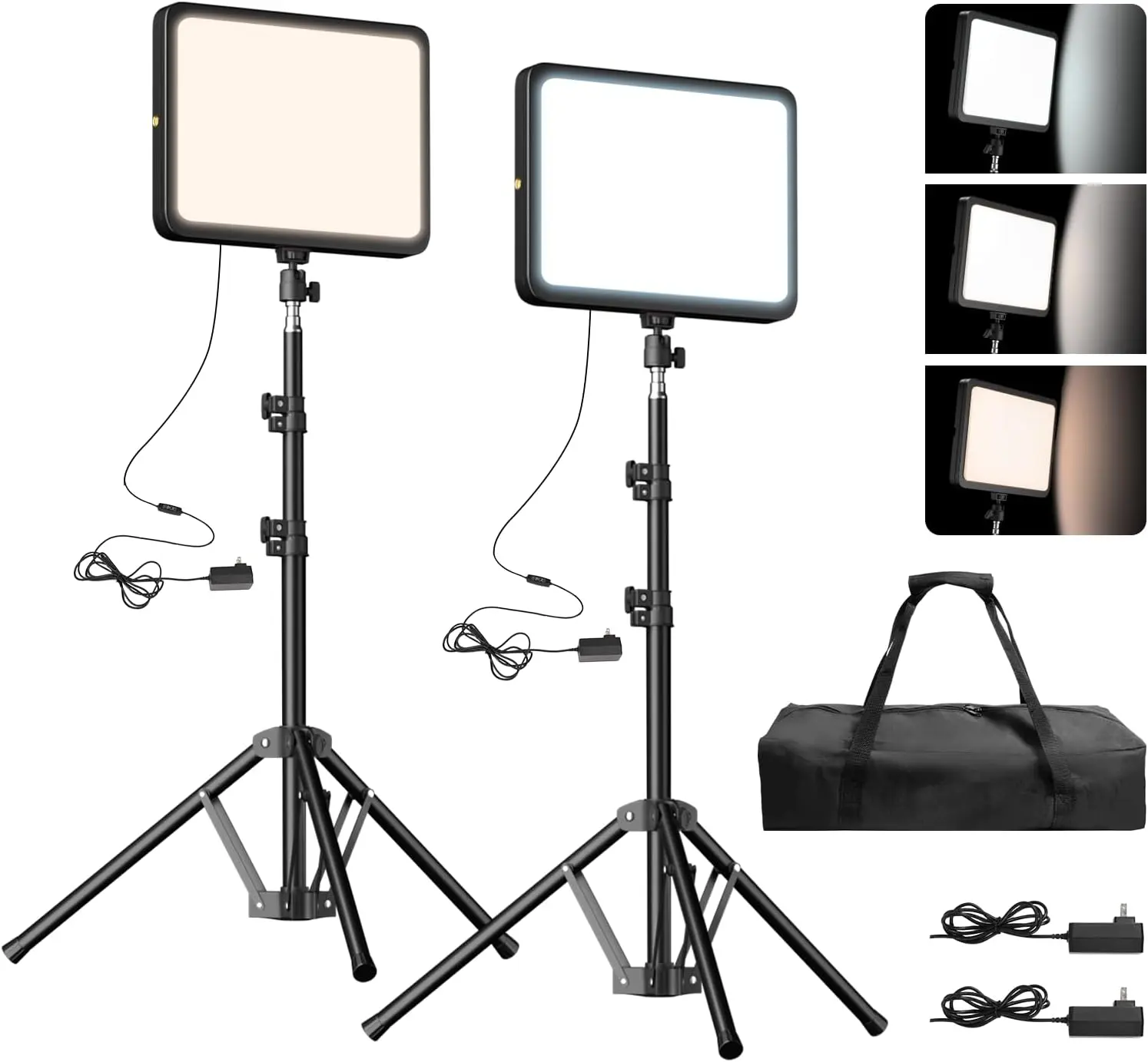 EMART  2-Pack LED Ring Light Kit, 35W/3600lux Studio Lights with 11.5ft Power Cord, 2800-7000K Dimmable Photography Lighting, Adjustable Tripod Stand 46-73in for YouTube/TikTok/Recording