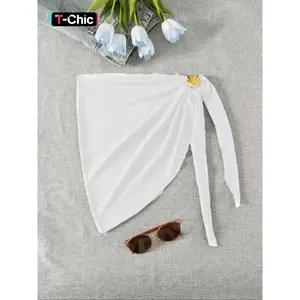 Women's Solid Color Cover-Up Skirt, Beach Swimsuit Cover, Casual Fashion Bottoms for Beach Vacation, Ladies Swimwear for Summer