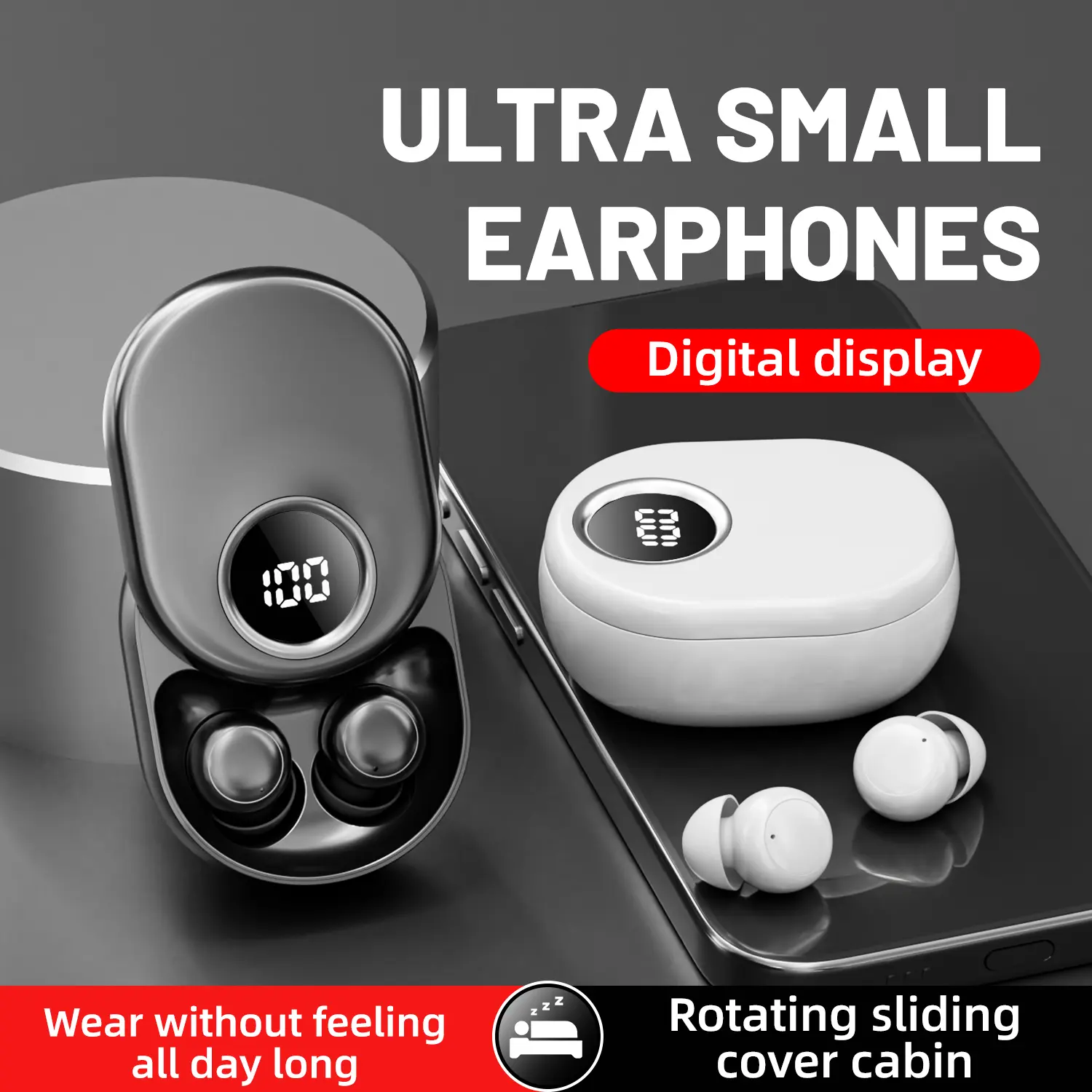 Discreet Mini Invisible Earbuds Wireless Bluetooth Micro Hidden Sleep Tiny Small Earbuds for Sleeping Ear Buds for Small Ears Spy Earpiece Hidden Mini Invisible Headphones for Work  Rotating-Cap Pressure-Relief Headphones