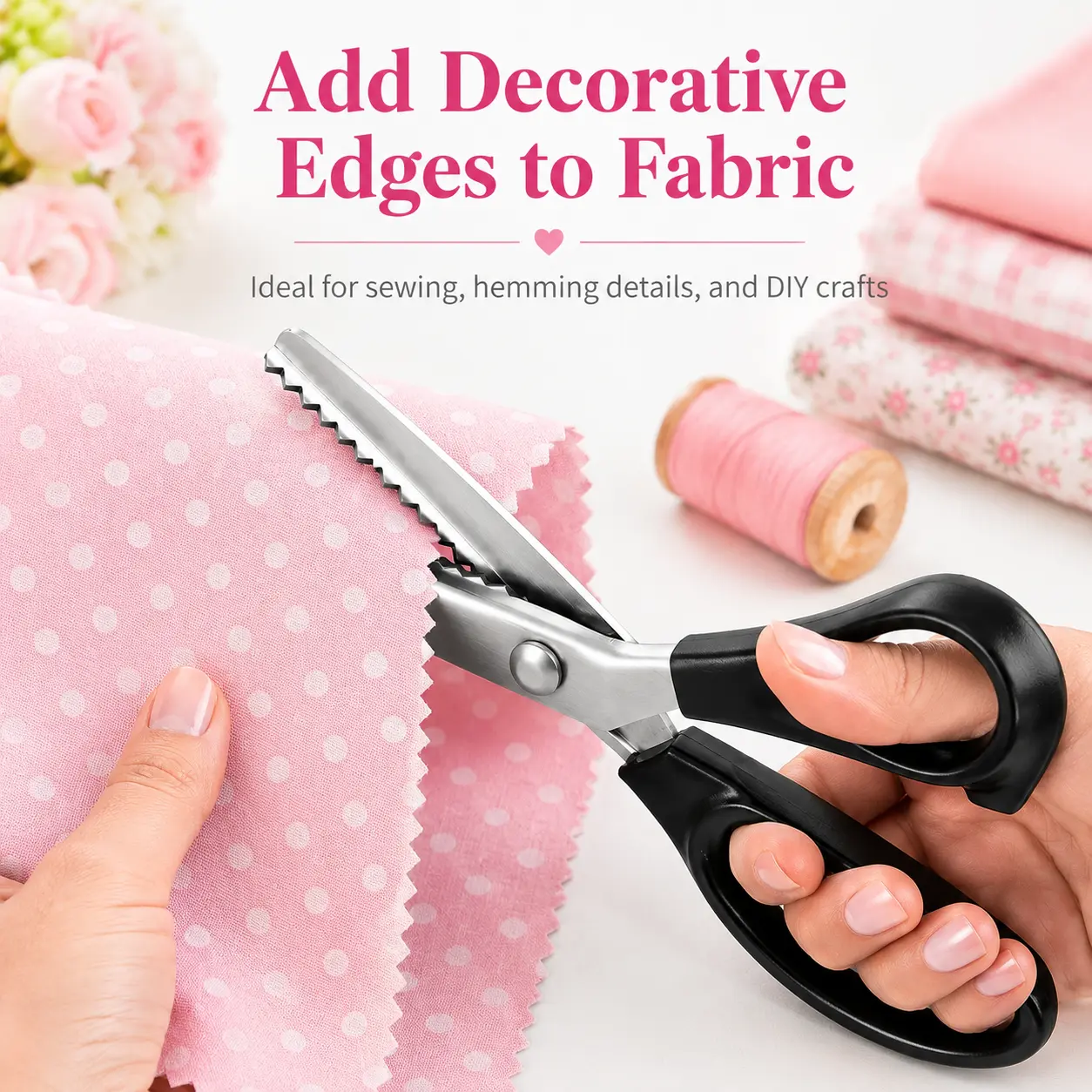 Stainless Steel Zig Zag Scissors with Serrated Teeth - Perfect for DIY Crafts, Sewing Accessories and Supplies,Lace, Dressmaking,Sewing & Tailoring - Durable & Sharp, Crafting Sewing Tools,S Sewing Tools Home furnishings, handicrafts,creative innovation