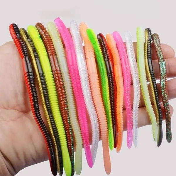 Senko Worms for Bass Fishing - 3.94 Inch Soft Plastic Stick Baits, 30pcs Bulk Pack in 5 Colors (Pink, White, Green, Orange, Black) for Wacky Rig & Natural Sink Action (3.94 Inch-30PCS)
