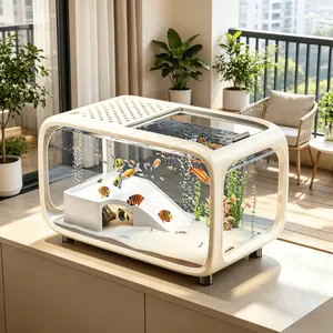 Multi-Purpose Small Aquarium Tank, Fish Tank, Easy-Open Lid, Ideal for Desk, Living Room, Bedroom, Perfect Gift for Pet Lovers, Aquatic & Terrestrial Habitat