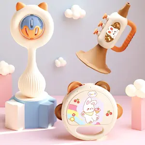 Baby Rattle Toy Set, Hand Shaker & Drum, Rattle Maracas Sensory, Rabbit, Grip Training, Calming & Hearing Development, Halloween Christmas Gift