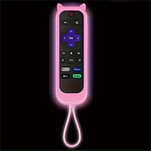2 PCS Luminous Remote Control Cover with Lanyard Glow in the Dark Silicone Case Protector for TCL Hisense Roku TV Remotes Halloween Decor Accessory Orange