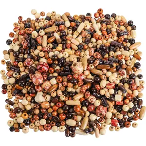 2000 count Printed Wooden Beads, 5mm to 21mm Assorted  Beads,  Loose  Macrame Supplies Bead for  Bracelets Necklace Earring Making DIY Craft Project