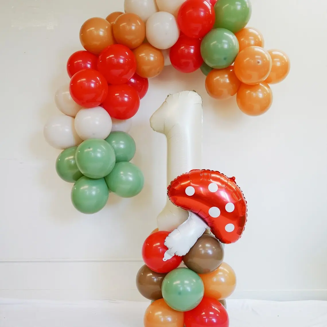 Fairy Mushroom Magic 1st Birthday Balloon Decorations | Mushroom Madness Adventure Safari Jungle Balloons Column | Fairy baby shower