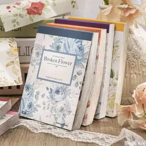 Watercolor Floral Journal Decoration Paper, Random Color Material Pack, 1 Book/100 Sheets, Moon Stars Series, Handmade Craft Supplies, Creative Expression