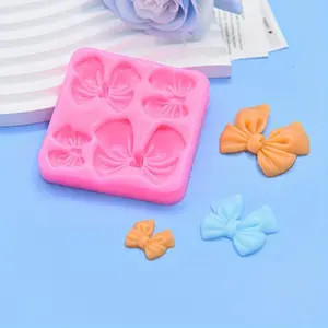 NewArrive 1pcs Cute Knot Bow Molds Soft Silicone Fondant Resin Art Mould Cake Decoration Pastry Kitchen Baking Accessories Tools Reusable Mold Baking Supplies Molds For Baking