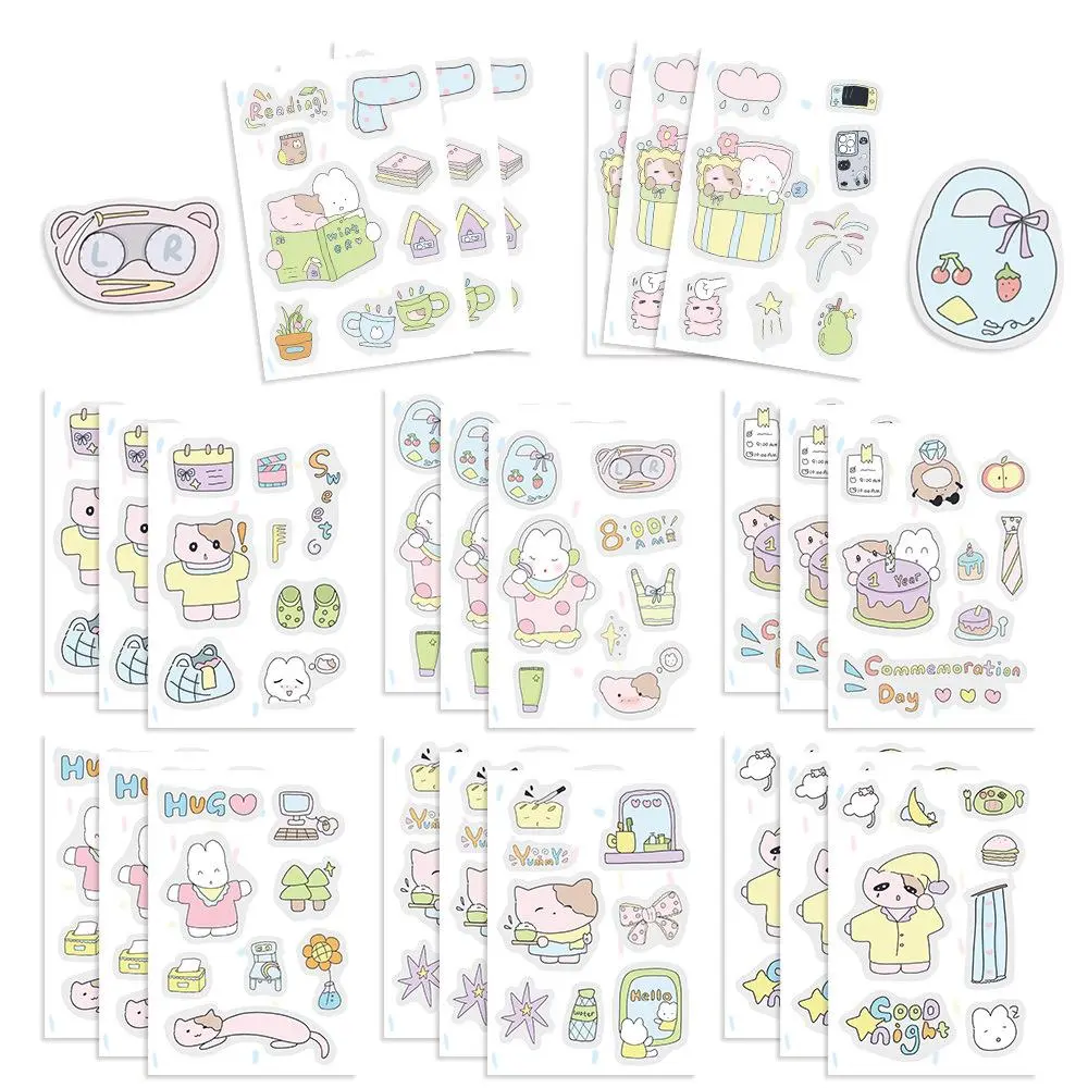Cute Animal Pattern Sticker, 8/24 Sheets Kawaii Animal Sticker, Animal Sticker Bulk for Kids, Cute Sticker for Student Classroom Girls