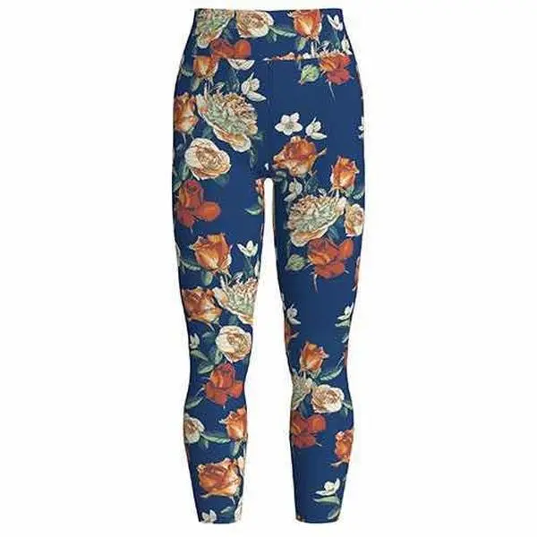 LuLaRoe Women's Buttery Soft Polyester-Spandex Fabric Leggings - Blue and Orange Roses Floral Design, Casual Women's Bottoms, Bottom