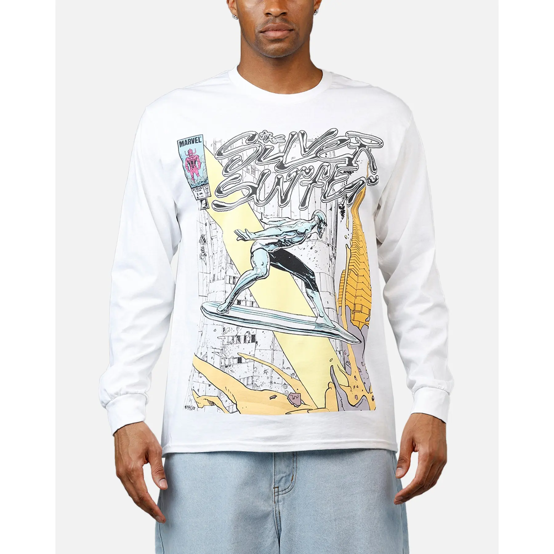 73Studio Marvel Silver Surfer Long Sleeve T-Shirt White