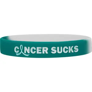 Cancer Sucks Silicone Wristband - Teal/White