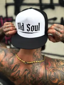 OLD SOUL BLACK & WHITE FLAT BILL HAT