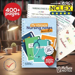 Nursing Notes Bundle 400+ Pages – Hard Copy Spiral Notebook, Handwritten Study Guide for Med Surg, Pharmacology, Nursing School
