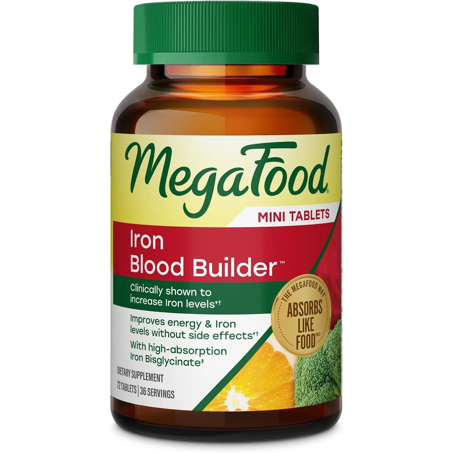 Blood Builder Iron Supplement 26mg Mini Tablets | Non-Constipating Gentle Iron Blend with Vitamin C, B12 & Folic Acid | High Absorption Mineral Supplement to Support Iron Levels & Fight Fatigue | Non-GMO & Vegetarian | 72 Mini Tablets - 36 Servings