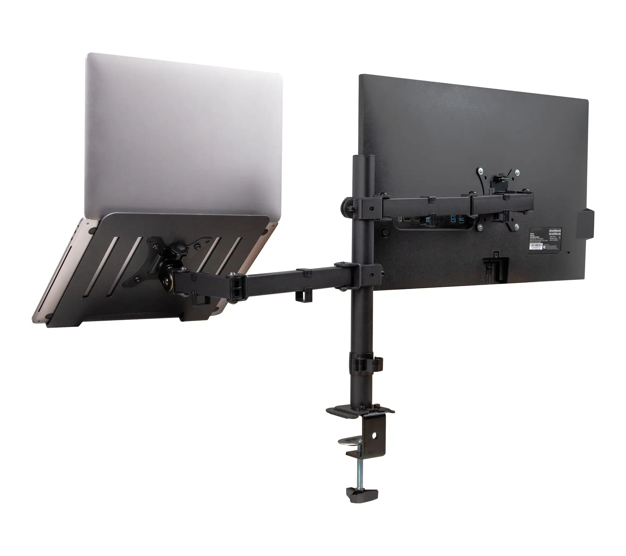 Mind Reader Dual Arm Monitor and Laptop Desk Mount, Adjustable