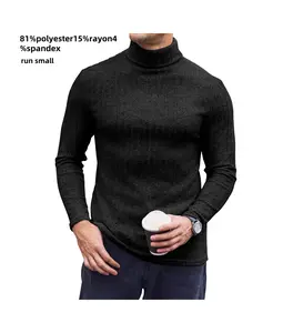 Men's Ribbed Lightweight Thin Turtleneck Pullover - Long Sleeve Thermal Baselayer | Warning: Avoid If You Prefer Loose Wear（run small)