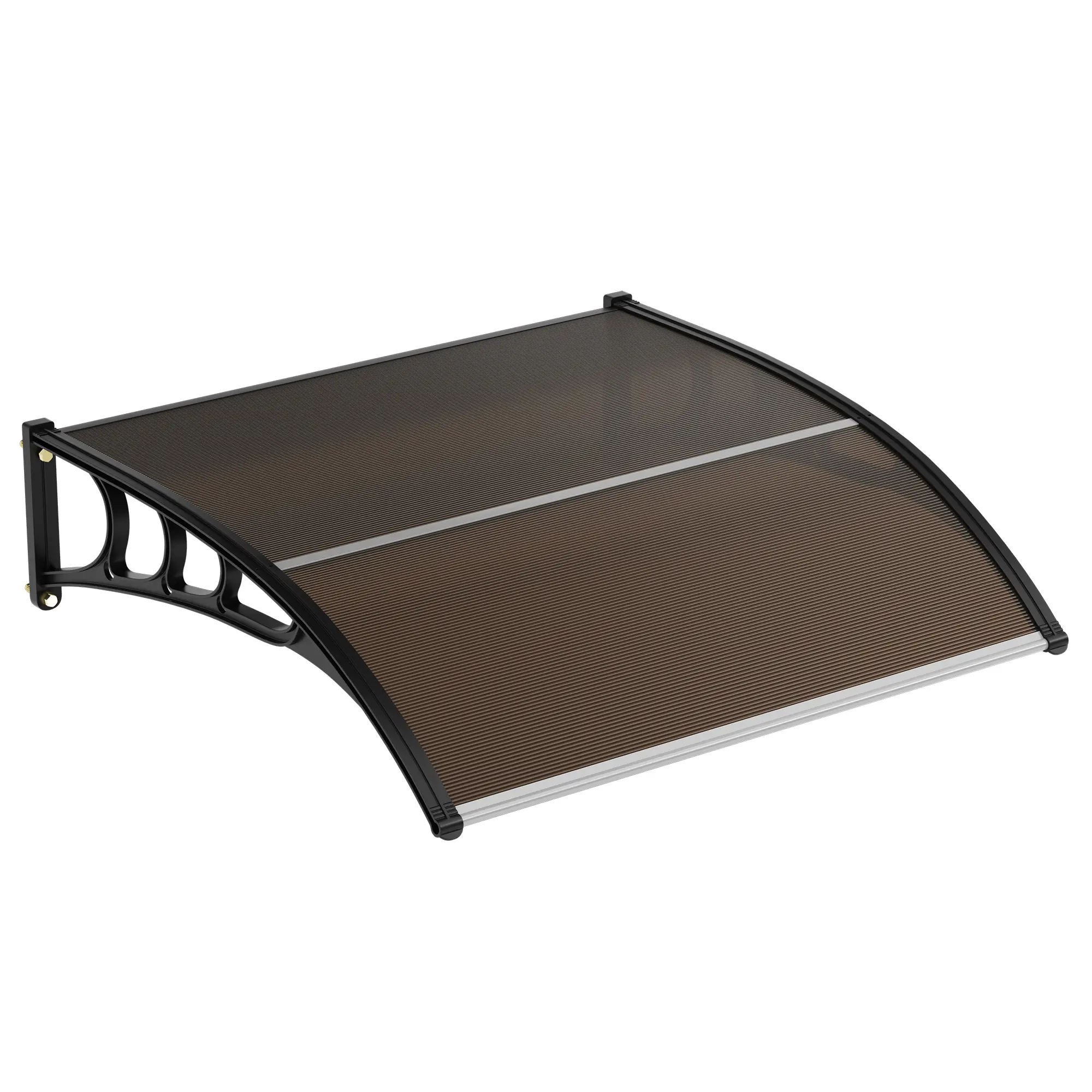 Weather-Resistant Outdoor Awning Canopy for Door Window or Porch, Durable Polycarbonate with UV and Rain Protection Easy Install, Clear or Brown Board