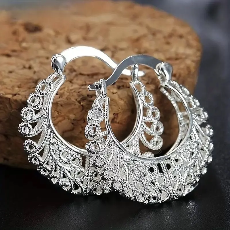 S925 Fine Silver Arracada Hoop Earrings, Elegant Hoop Shape, Classic Round Dangly Silver Earrings for Bridal Wear & Dressing Up Casual Looks, Dangly Earrings