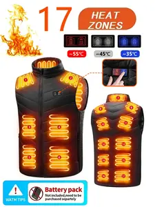 Winter Heated Vest For Men And Women 17 Heating Zones Smart Electric Heated Vest USB Rechargeable Constant Temperature Outdoor Vest For Winter