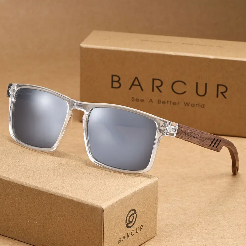 BARCUR Vacation Style Retro Modern Fashionable Stylish Shades Rectangular Polarized Sunglasses PC Frame TAC Lens Anti Blue Light Sun Windproof Mountain Climbing Photography Fishing Men's Sunglasses Glasses Suitable For Gift Giving