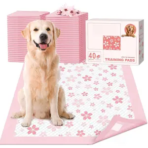 Pee Pads  28"x34", Potty Pads for Big  Breeds, Super Absorbent & Leak-Proof,  Cherry Blossom Prints, Thick & Heavy, 4 Adhesive Tabs, XL (40 Counts)