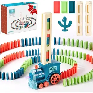 200 PCS Domino Train Toys Set, Automatic Dominos Building and Stacking Creative Game 4-8, Electric Dominoes Stem Montessori Toys for Kids Autistic Boys Girls 3 4 5 6 Year Old Christmas Birthday Gifts