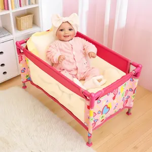 Reborn Baby Doll Crib with Storage Bag, 1 Set Removable & Foldable Doll Crib, Doll Accessories for 17-20 Inch Reborn Baby Dolls