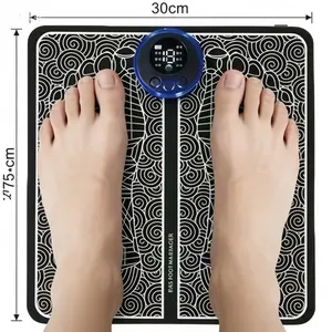 EMS Foot Massager Mat with 19 Intensities 8 Modes, Electric Microcurrent Foot Massage Pad, Portable 3D Comfort Feet & Leg Muscle Relaxer for Plantar Fasciitis, Pain Relief, Swelling, Home Office Travel Bedtime Use Shiatsu Heat Sock