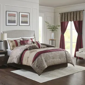 Madison Park Neyson Comforter Faux Silk-Traditional Luxurious Jacquard Design All Season Set