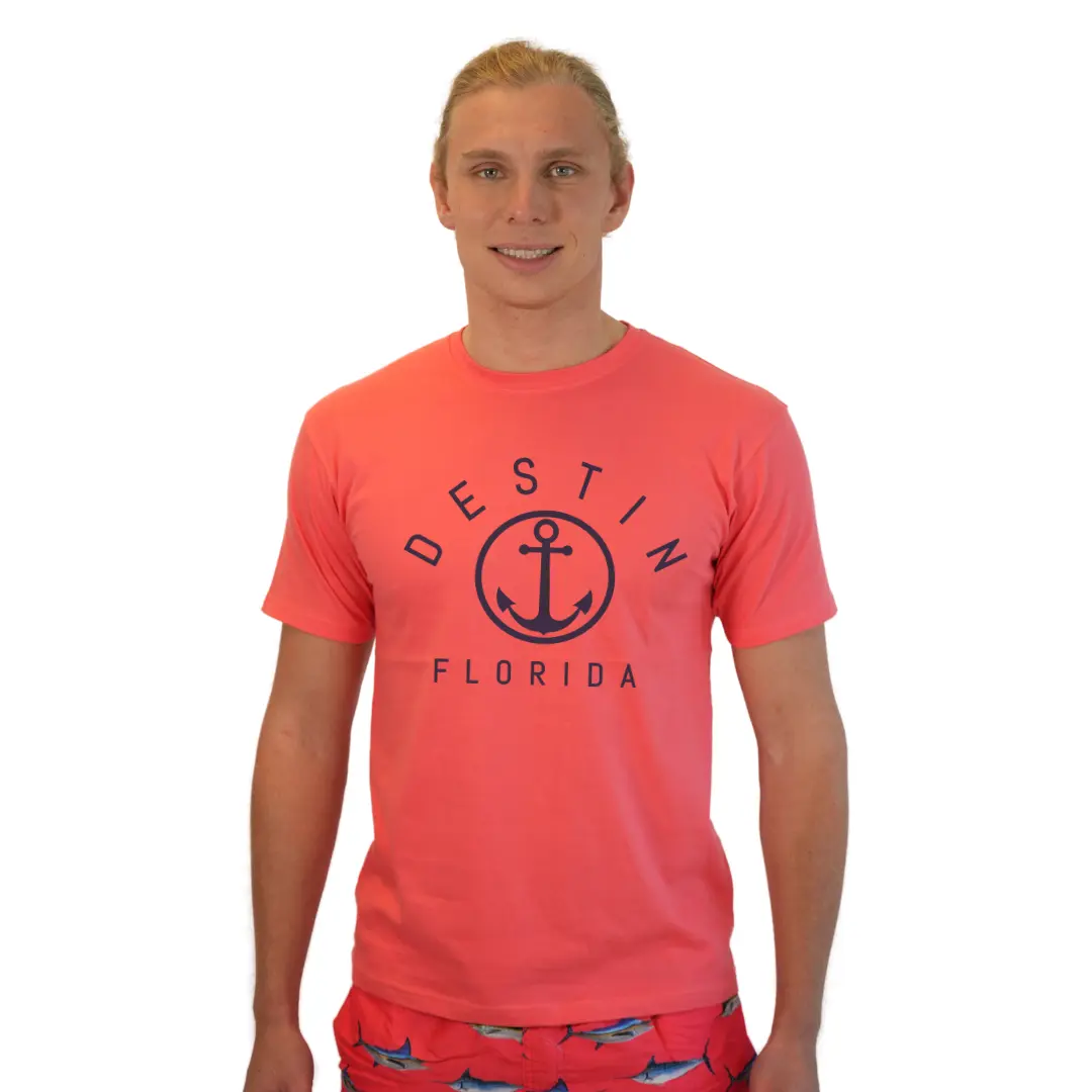 Destin Florida Combed Cotton Men T-Shirt with a Front Nautical Design Style CC1000