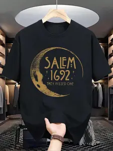 100% Cotton Women's Casual T-Shirt, Salem 1692 "They Missed One" Pullover Top, Graphic T Shirts - Printed Short Sleeve T-Shirt Top