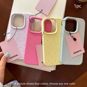 Macaron-Color Liquid Silicone Heart Phone Case, Casing, Cover, Soft TPU Protection for iPhone 11/12/13/14/15/16/17 Pro/Pro Max/Plus, Fashion Trendy Gift