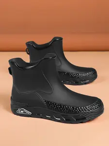 Unisex Short Rain Boots, Lightweight Anti-Slip Design, Ideal for Outdoor Fishing and Daily Work, Casual Round Toe Fabric Shoes