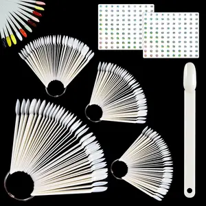 Allstarry 200 Pcs Natural Nail Swatch Sticks with Ring and Numbered Tips Roundhead Shaped Nail Art Polish Display Tips, False Nail Sample Sticks, Sacks of Nail Practice-Tips for Manicure