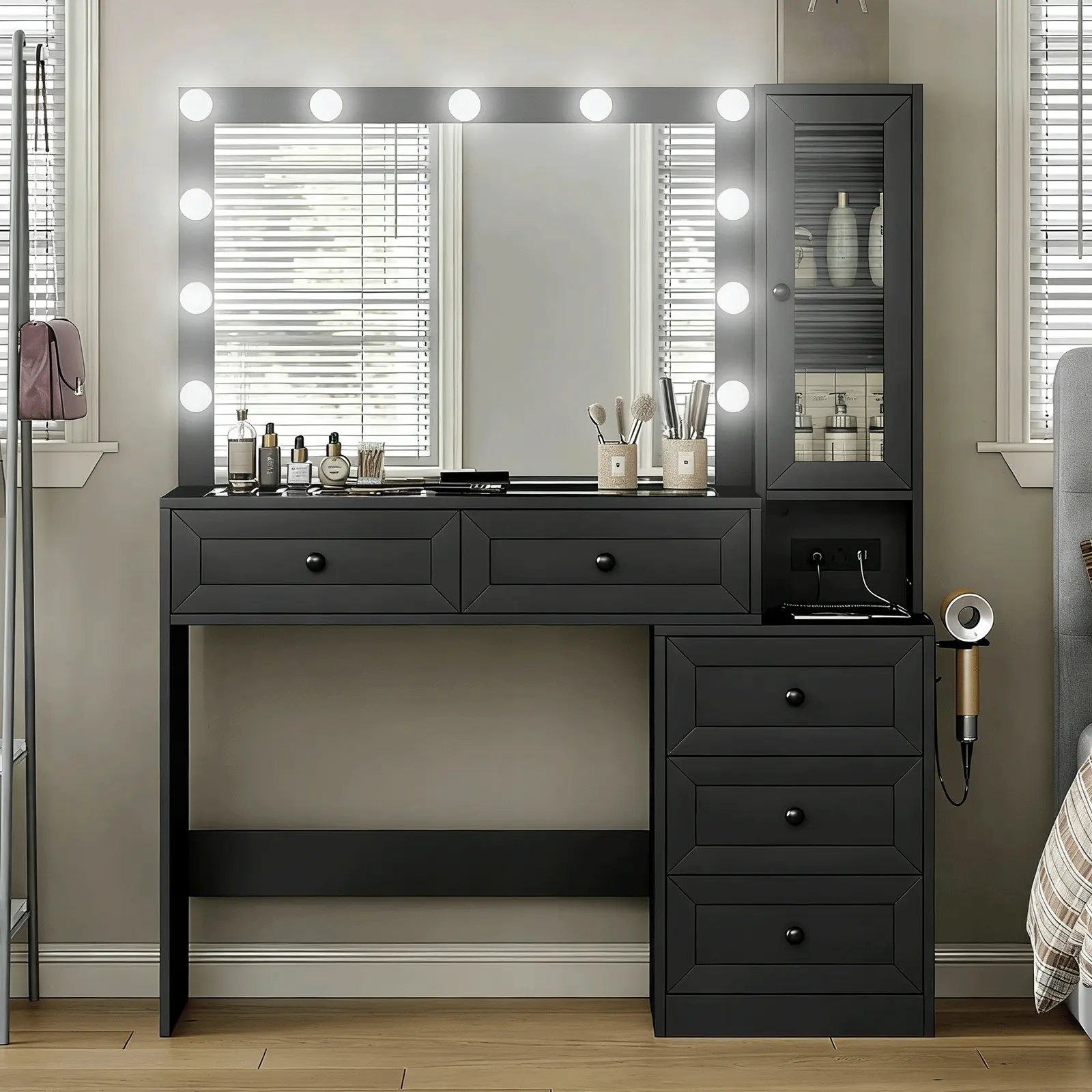 Black with Desktop Glass