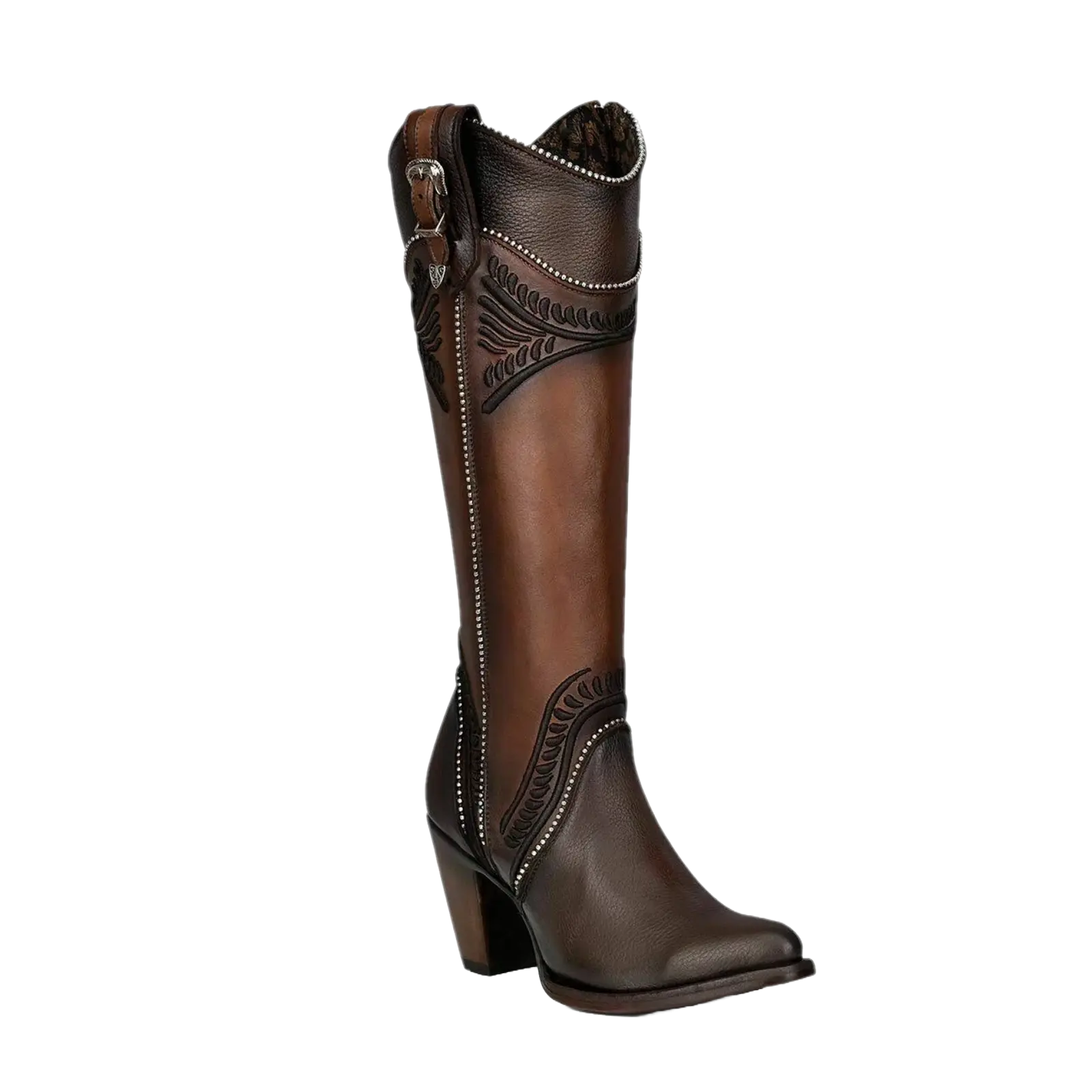 Cuadra Ladies Damasco Chocolate Embroidery Round Toe Boots CU583