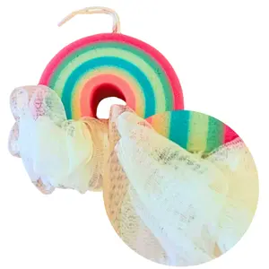 Rainbow Bliss Pink & Blue Loofah Sponge Set – Luxurious Bathing Accessories, Personal Body Brush for Exfoliating, Cleansing, and Pampering Your Skin