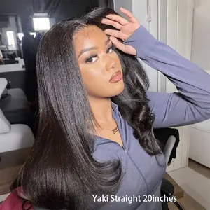 CurlyMe Layered Cut Pre-bleached Yaki Straight & Straight Hair Wear Go Glueless Wig 7x5 Pre-cut HD Lace Pre-plucked