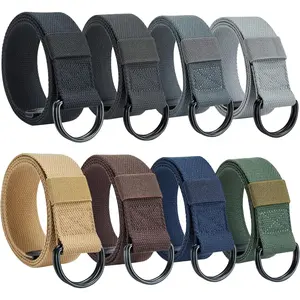 8-Packs Canvas Belt Web Fabric Casual Belt with Zinc Alloy Buckle Double D-ring for Men Women