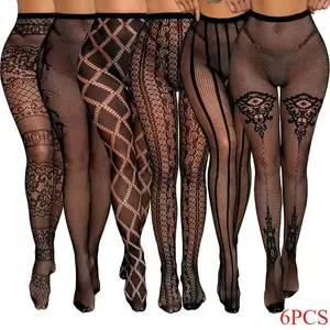 6/3/1 Pack Black Fishnet Stockings | High Waist Suspender Pantyhose Set Stylish Outfit Accessories