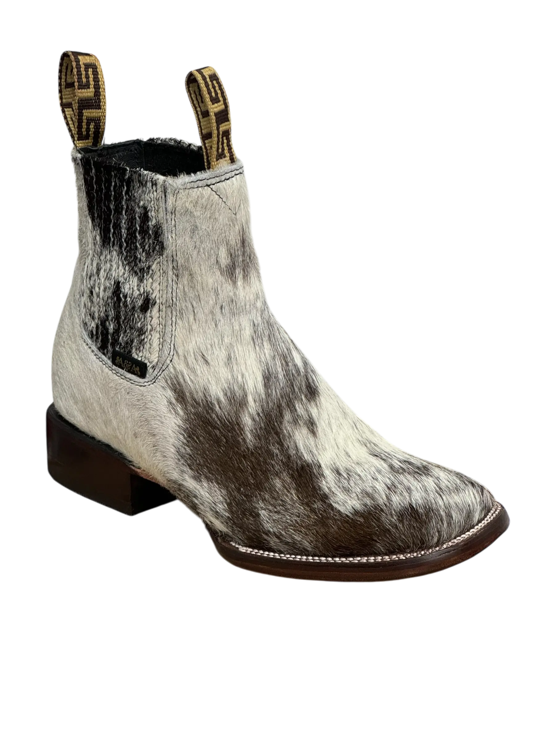 A&A, MENS BOOTS, ESTILO CHICAGO, BOTIN 100% ORIGINAL PELO DE VACA, SUELA DE CUERO, HORMA BULLDOG, EL DISENO DEL PELO Y EL COLOR VARIA DE UN PAR A OTRO